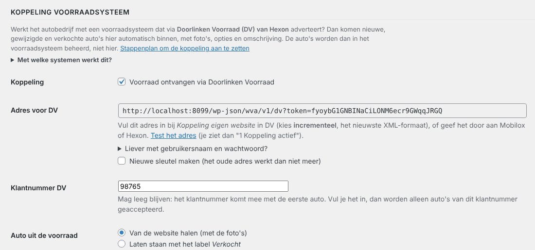 De koppeling met je voorraadsysteem via Doorlinken Voorraad van Hexon.