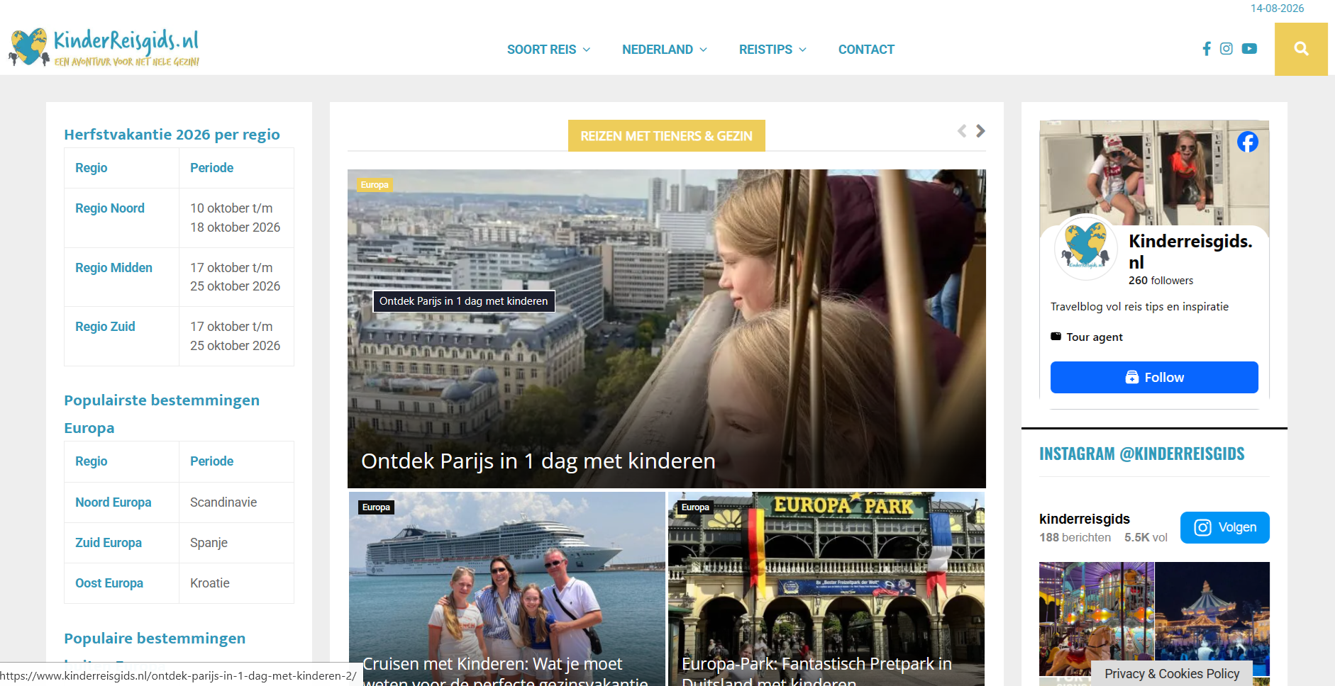 Website Kinderreisgids ontworpen door Websiteverbeteraar